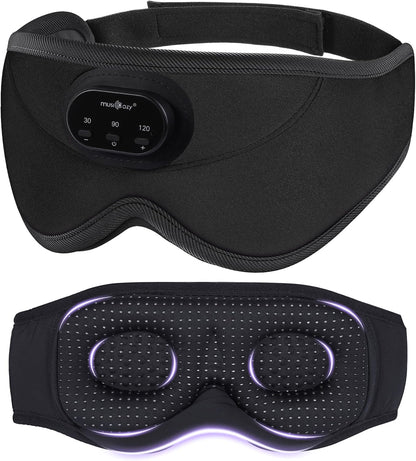 MUSICOZY 3D Bluetooth Sleep Mask with Headphones and Timer Wireless Sleep Headphones for Side Sleepers Eye Mask with Bluetooth Headphone Unique Gifts for Men Women Black
