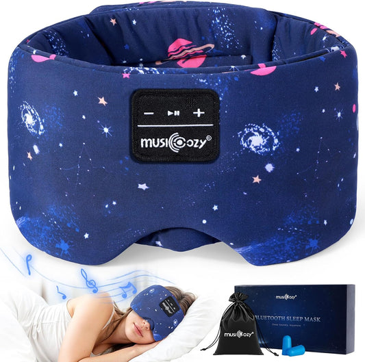 MUSICOZY Sleep Mask Headphones Bluetooth Sleep Masks with Headphones Eye Wireless Masks Bluetooth 5.4 with Adjustable Headband Total Blackout for All Night Sleep Travel & Nap