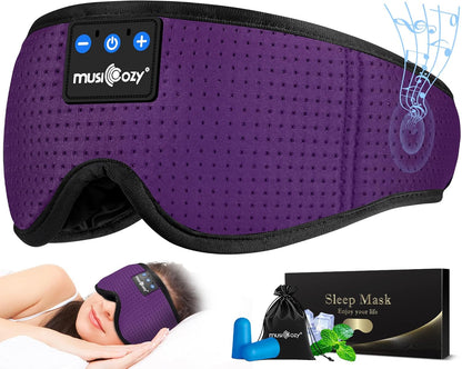 MUSICOZY Sleep Headphones Breathable Bluetooth 5.4 Headband 3D Sleeping Headphones, Wireless Eye Mask Earbuds Earphones for Side Sleeper Office Air Travel Cool Tech Gadgets Unique Gifts