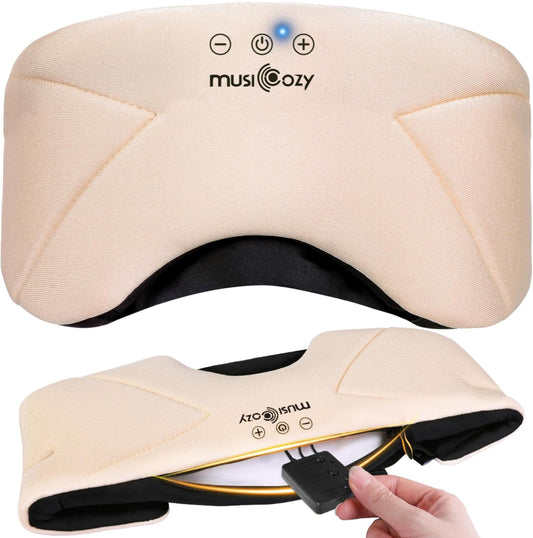 MUSICOZY Bluetooth Sleep Mask Headphones 5.4 Wireless Over-Ear Headphones Washable Zipper Sleep Headphones Mask with HD Stereo Speakers for Side Sleepers Travel & Relaxation Gifts for Men Women