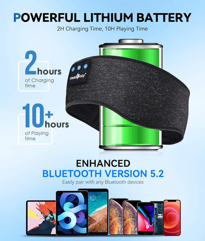 MUSICOZY Bluetooth 5.4 Headband Headphones, Wireless Sleep Mask with HD Stereo Speakers for Sports, Running, Yoga, and Relaxation – Ideal Gifts for Men, Women, and Teens