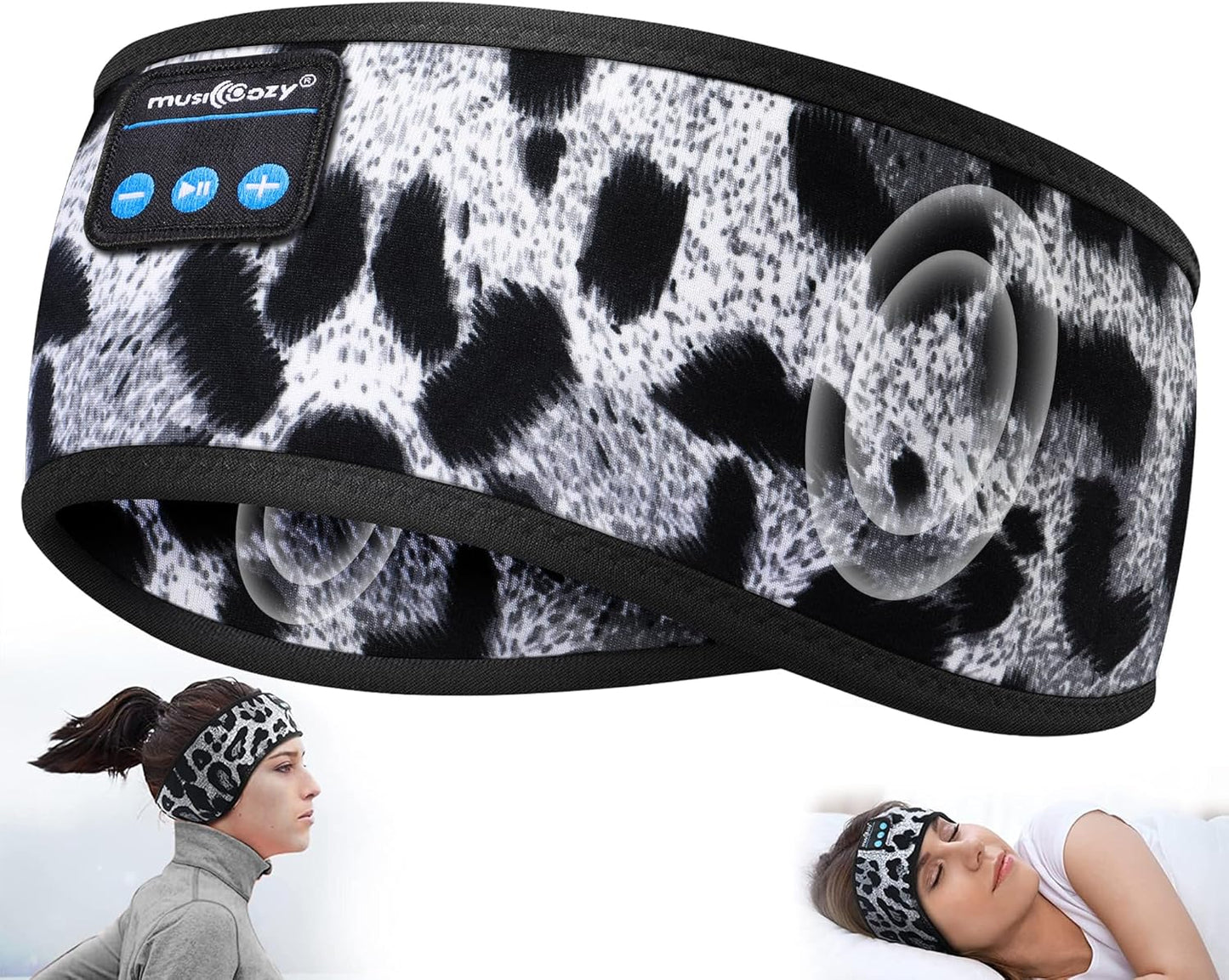 MUSICOZY Sleep Headphones Bluetooth 5.4 Headband, Sports Wireless Earphones Sweat Resistant Earbuds Sleeping Headphone with Ultra-Thin HD Stereo Speaker for Workout Running Cool Gadgets Unique Gifts