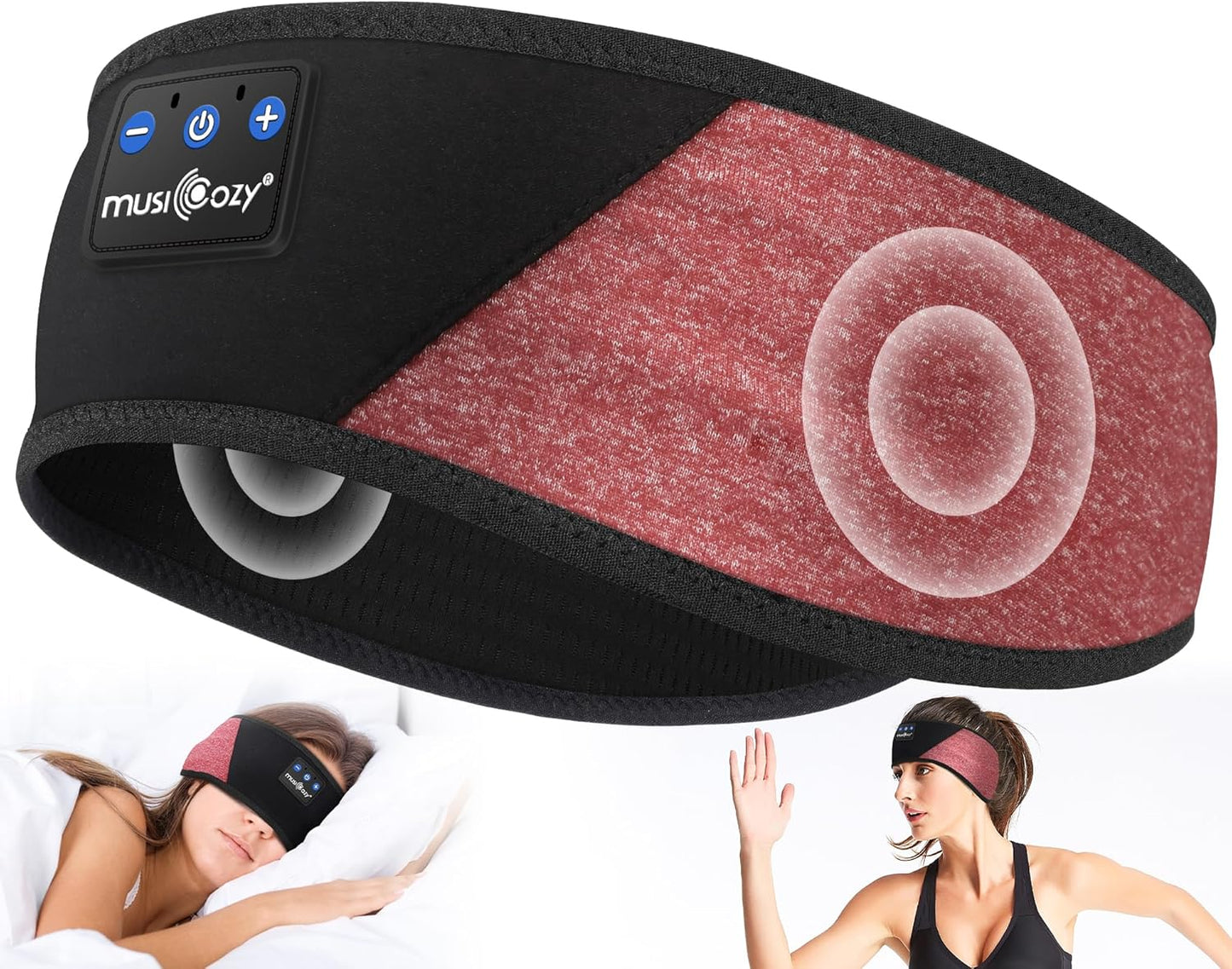 MUSICOZY Sleep Headphones Bluetooth 5.4 Headband, Wireless Earphones Music Sleep Earbuds Sleeping Eye Mask with HD Stereo Speakers for Workout Running Travel Yoga, Ideal Gifts for Women Men