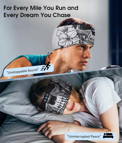 MUSICOZY Sleep Headphones Bluetooth 5.4 Headband, Wireless Earphones Music Sleep Earbuds Sleeping Eye Mask with HD Stereo Speakers for Workout Running Travel Yoga, Ideal Gifts for Women Men