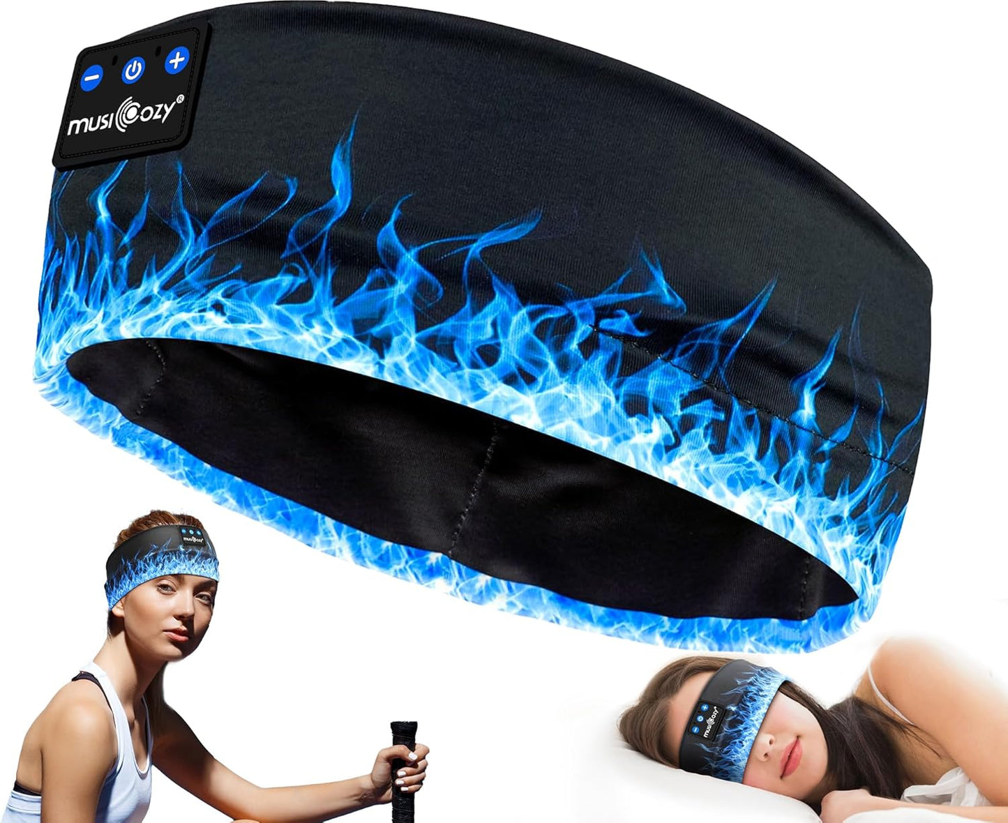 MUSICOZY Sleep Headphones Bluetooth 5.4 Headband, Sports Wireless Earphones Sweat Resistant Earbuds Sleeping Headphone with Ultra-Thin HD Stereo Speaker for Workout Running Cool Gadgets