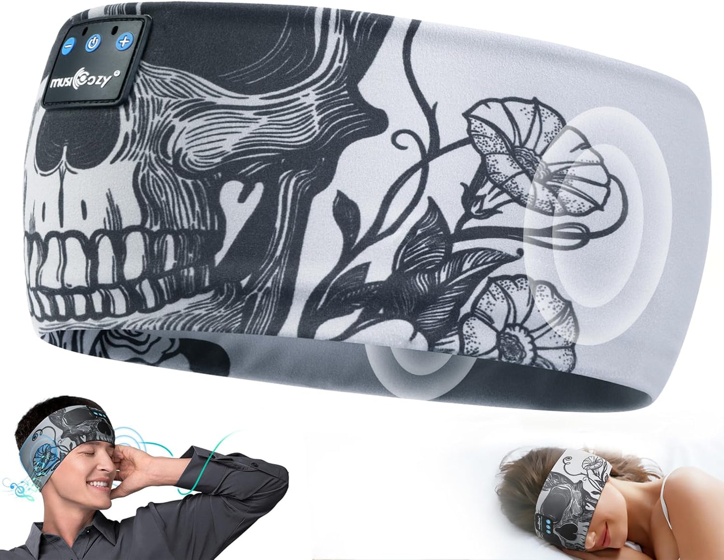 MUSICOZY Sleep Headphones Headband, Wireless Earbuds Earphones Sweat Resistant with Ultra-Thin HD Stereo Speaker, Bluetooth 5.4 for Workout Running Cool Gadgets Unique Gifts