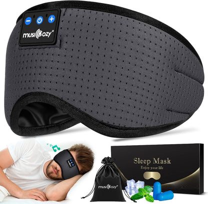 MUSICOZY Bluetooth 5.4 Sleep Headphones Eye Mask, Breathable Sleeping Headband Headphones with Wireless Earbuds Earphones for Side Sleepers Mom Women Cool Tech Unique Gifts Gadget