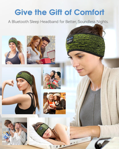 MUSICOZY Sleep Headphones Bluetooth Headband 5.4 Wireless Headband Headphones for Sleeping for Side Sleeper with Ultra-Thin HD Stero Speaker for Workout (Military Green)