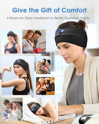 MUSICOZY Sleep Headphones Bluetooth Headband 5.4 Wireless Headband Headphones for Sleeping for Side Sleeper with Ultra-Thin HD Stero Speaker for Workout (Blue Arrow)