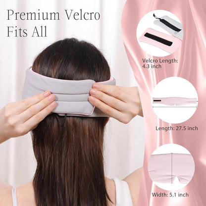 MUSICOZY Ice Silk Sleep Headphones with Bluetooth Mask, Eye Mask for Sleeping in Total Darkness, 5.4 Bluetooth Sleep Mask Sleep Headphones, Soft, Gifts for Men Women (Pink)