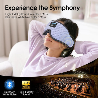 MUSICOZY White Noise Sleep Mask Headphones with 16 Soothing Sounds, Bluetooth Sleep Mask 3D Wireless Music Sleeping Headphones for Side Sleeper
