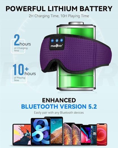 MUSICOZY Sleep Headphones Bluetooth Sleep Eye Mask for Sleeping Wireless Music Sleeping Headphones Headband Eye Mask Sleep Earbuds for Side Sleepers Men Women with Speakers Cool Tech Gadgets