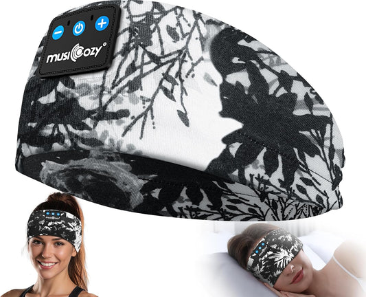 MUSICOZY Sleep Headphones Bluetooth Headband 5.4 Wireless Headband Headphones for Sleeping for Side Sleeper with Ultra-Thin HD Stero Speaker for Workout (Ink Black)