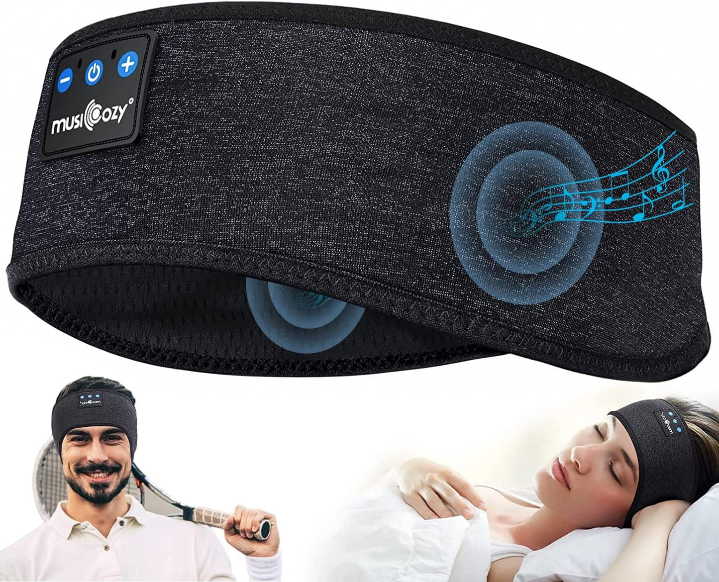 MUSICOZY Bluetooth 5.4 Headband Headphones, Wireless Sleep Mask with HD Stereo Speakers for Sports, Running, Yoga, and Relaxation – Ideal Gifts for Men, Women, and Teens
