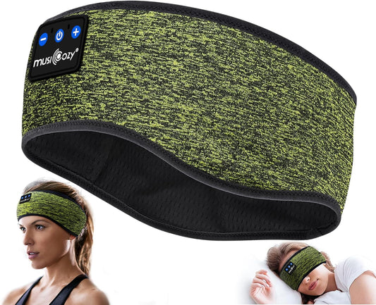 MUSICOZY Sleep Headphones Bluetooth Headband 5.4 Wireless Headband Headphones for Sleeping for Side Sleeper with Ultra-Thin HD Stero Speaker for Workout (Military Green)