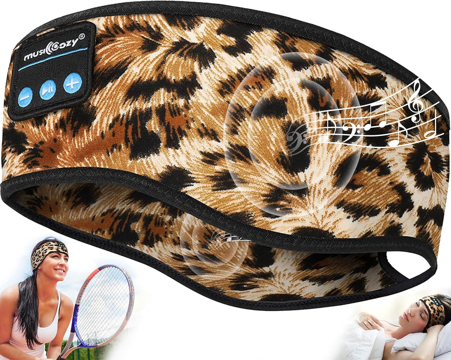 MUSICOZY Sleep Headphones Sleep Mask Bluetooth Headband Wireless Music Headband Headphones Earbuds for Side Sleepers Women Men Workout Running Cool Gadgets