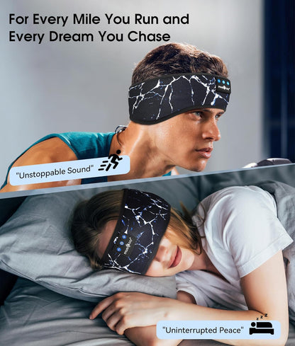 MUSICOZY Sleep Headphones Bluetooth 5.4 Sports Headband, Wireless Music Headband with Sleep Mask Earbuds for Running, Workout, Yoga, Cool Tech Gadget Gift