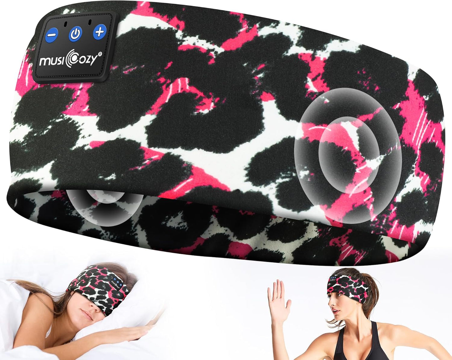 MUSICOZY Bluetooth 5.4 Sleep Headphones – 3-in-1 Headband with Eye Mask, Hidden Earbuds & Sweat-Wicking Design