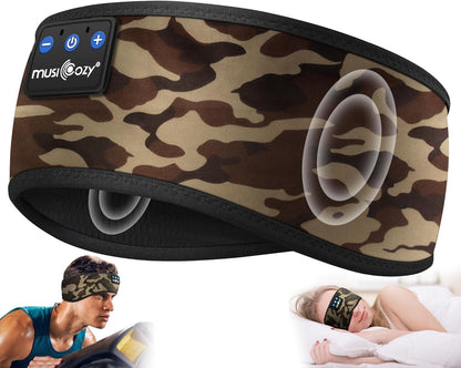 MUSICOZY Sleep Headphones Bluetooth Headband 5.4 Wireless Headband Headphones for Sleeping for Side Sleeper with Ultra-Thin HD Stero Speaker for Workout (Black & White)