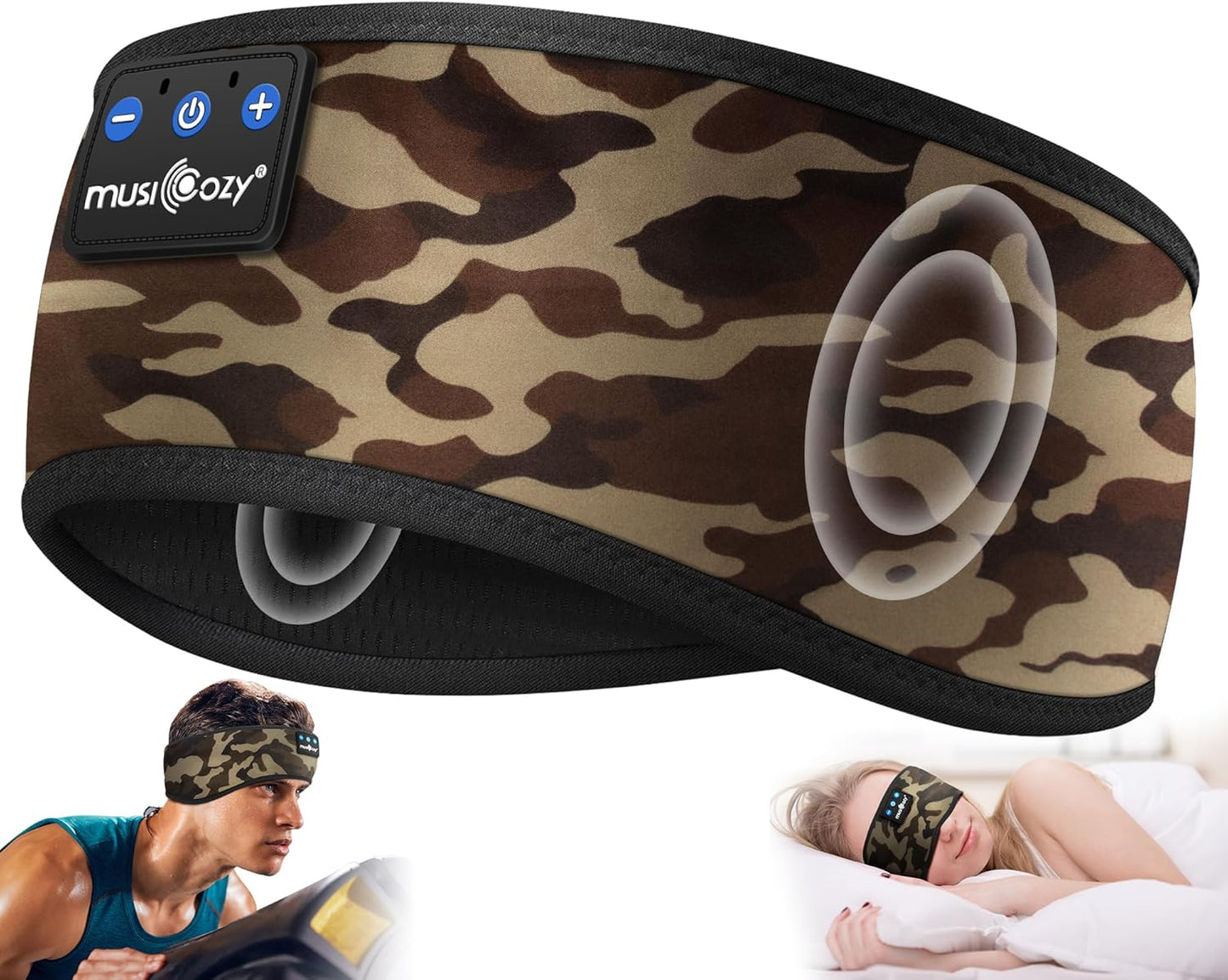 MUSICOZY Sleep Headphones Bluetooth Headband 5.4 Wireless Headband Headphones for Sleeping for Side Sleeper with Ultra-Thin HD Stero Speaker for Workout (Sketch Green)