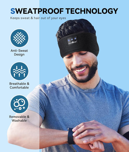 MUSICOZY Bluetooth 5.4 Headband Headphones, Wireless Sleep Mask with HD Stereo Speakers for Sports, Running, Yoga, and Relaxation – Ideal Gifts for Men, Women, and Teens