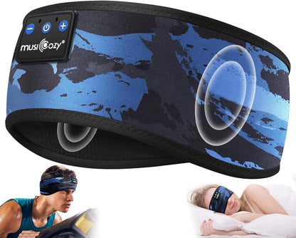 MUSICOZY Bluetooth 5.4 Headband Headphones for Sports and Sleep, Wireless Sleeping Eye Mask Earbuds Earphones for Side Sleepers Workout Running Cool Tech Gadget Unique Gift