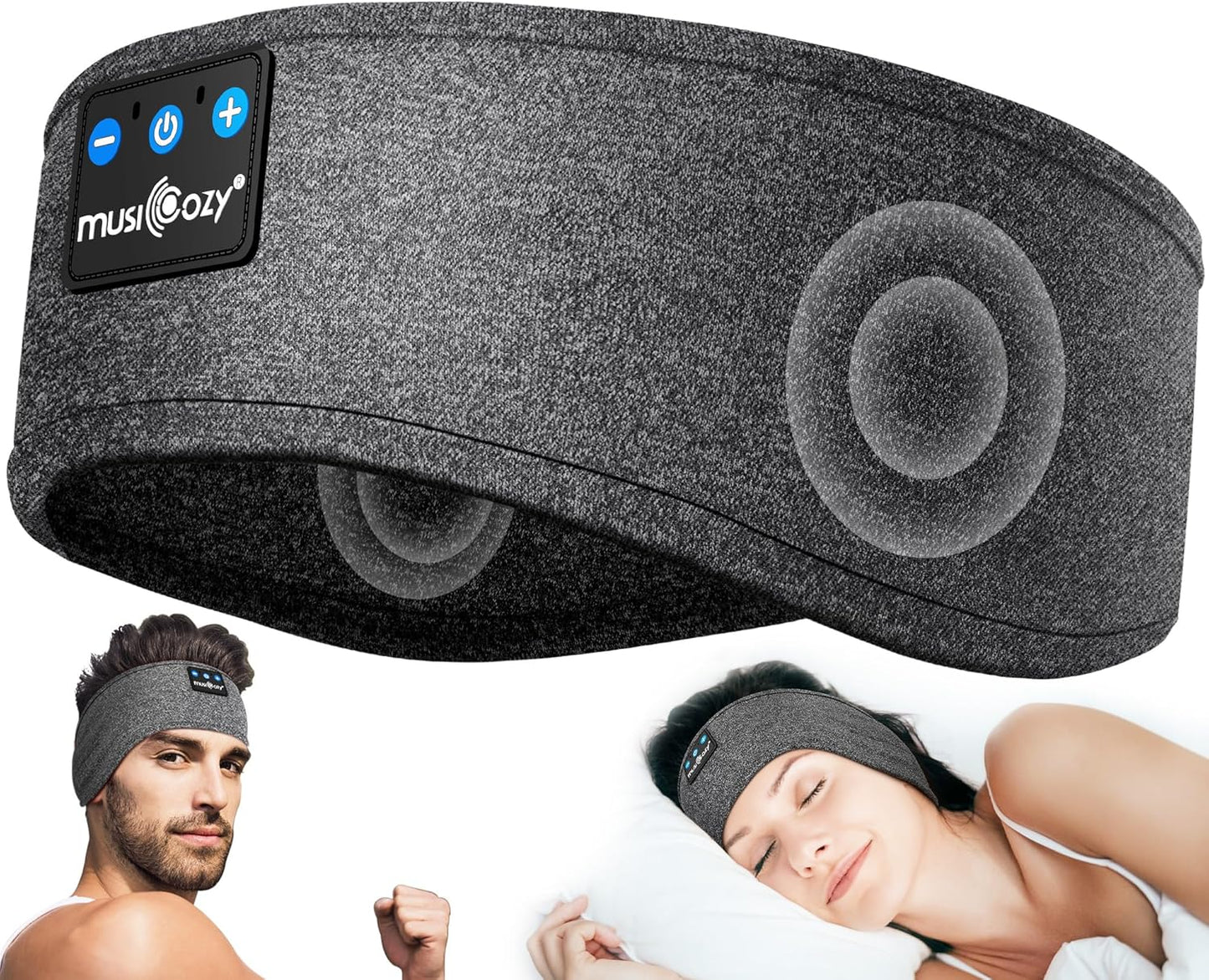MUSICOZY Sleep Headphones Wireless, Bluetooth 5.4 Headband Sports Sleeping Headphones Eye Mask Earbuds Breathable Music Headband Perfect for Workout Running Travel Yoga