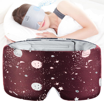 MUSICOZY Ice Silk Sleep Headphones with Bluetooth Mask, Eye Mask for Sleeping in Total Darkness, 5.4 Bluetooth Sleep Mask Sleep Headphones, Soft, Gifts for Men Women (Black)