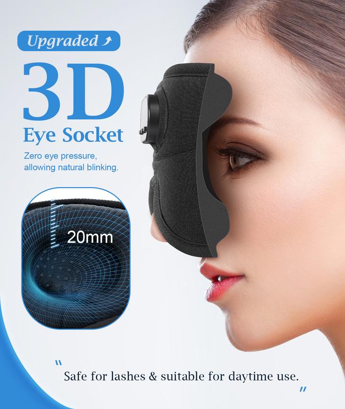 Premium Music White Noise Sleep Headphones 3D Sleep Eye Mask | Best for Sleepers Audio Earbud Birthday Christmas Tablet Wireless Headset Electronic