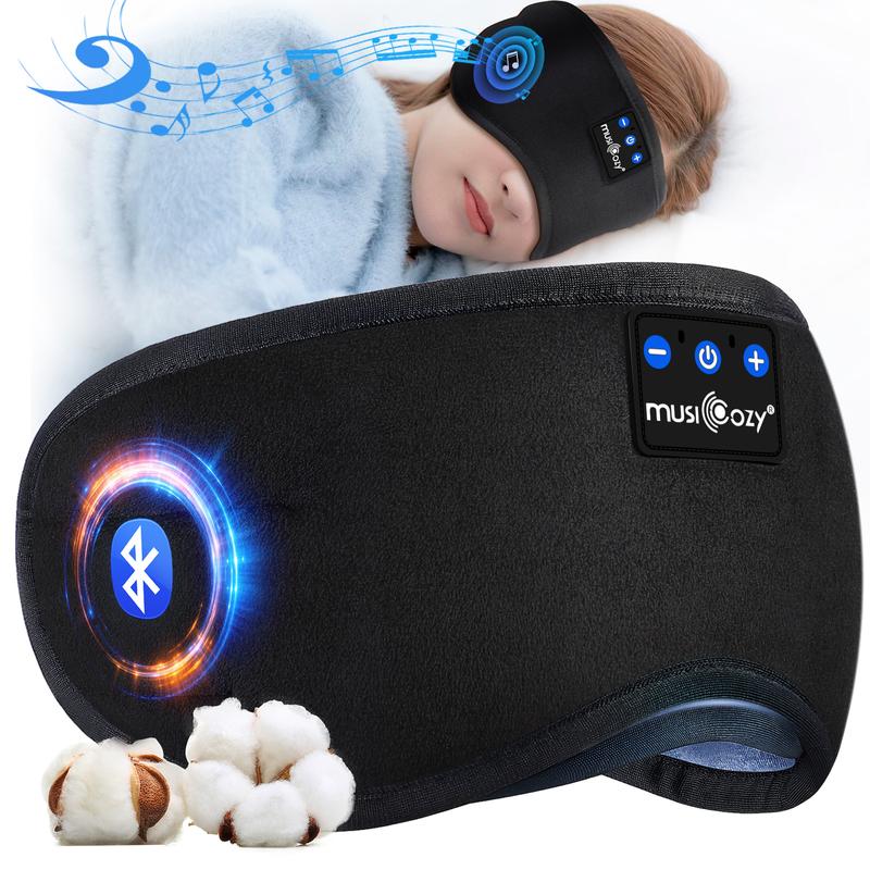 MUSICOZY Sleep Headphones, Bluetooth 5.4 eye mask, ergonomic design, noise reduction, light blocking, comfortable, suitable for side sleepers and those with sleep disorders